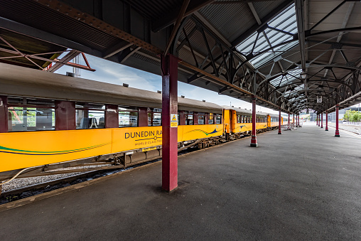 Dunedin Railway Station Platform in Dunedin, New Zealand.