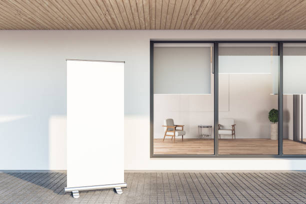 istock Minimalistic facade apartment with blank poster 1215021332