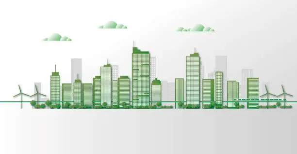 Vector illustration of Sustainable green city vector illustration