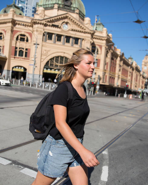 istock Happy Woman Exploring Melbourne on Foot 1215025007