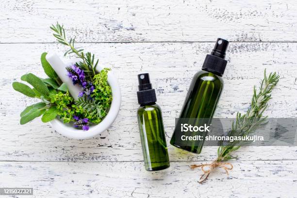Natural Skin Care Herbal Cosmetics Stock Photo - Download Image Now - Facial Cleanser, Spray Bottle, Herbal Medicine