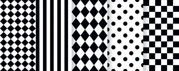 Vector illustration of Harlequin seamless pattern. Vector illustration. Black white background with rhombuses.