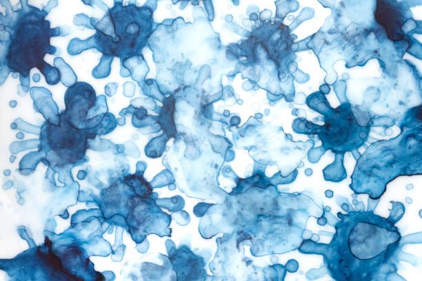 Creative scientific background with artistic brush strokes, splashes and stains. Hand painted watercolour drawing. Modern backdrop for banner, card, brochure, placard, pattern, template, wallpaper.