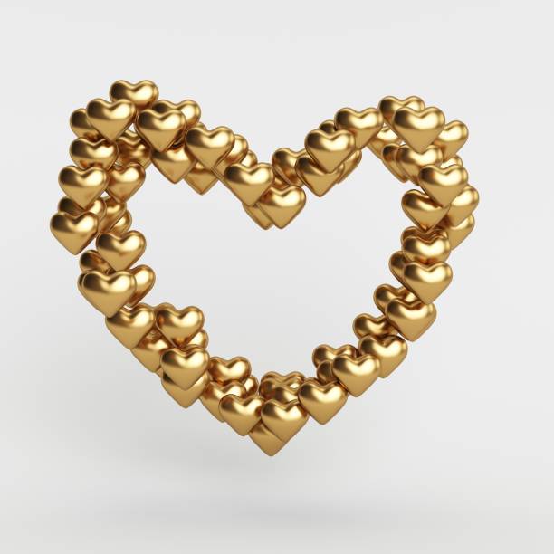 3D Rendered Straight Gold Hearts Complete Big Heart