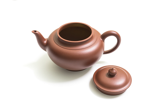 Yixing clay teapot with white background