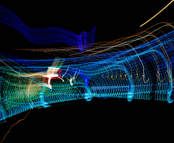 istock Abstract patterns of colourful neon lights 1215040626
