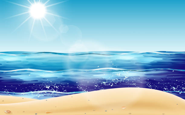 웹 - horizon over water sand beach sea stock illustrations