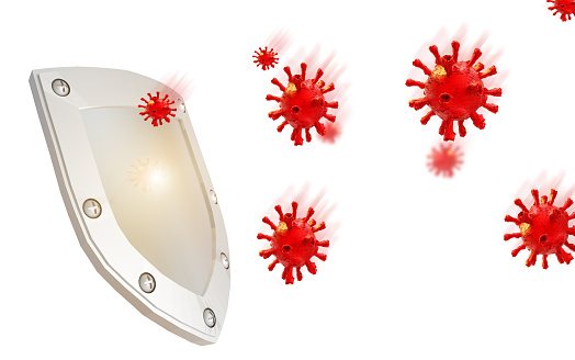 shield virus coronavirus covid-19 attack protect protection safety fight -3d rendering
