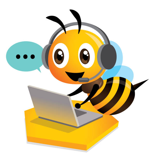 Bee Using A Computer 210+ Cute Bee Cartoon Pointing Stock Illustrations, Royalty-Free Vector ...
