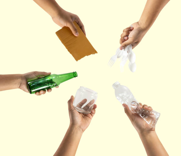 istock recycle  different types of garbage Ecology concept holding garbage bottle plastic and glass to types of garbage 1215048058