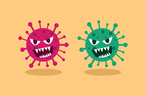 Ilustración de Virus Bacterias Celulares Icono Virus De Color Rojo Y Verde Sobre Fondo Amarillo 2019ncov Novel Coronavirus Bacterias Sin Infección Y Detener Conceptos De Coronavirus Icono Vectorial Aislado y más Vectores