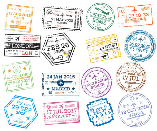 istock Collection of Passport Stamps Isolated on White. 1215054802