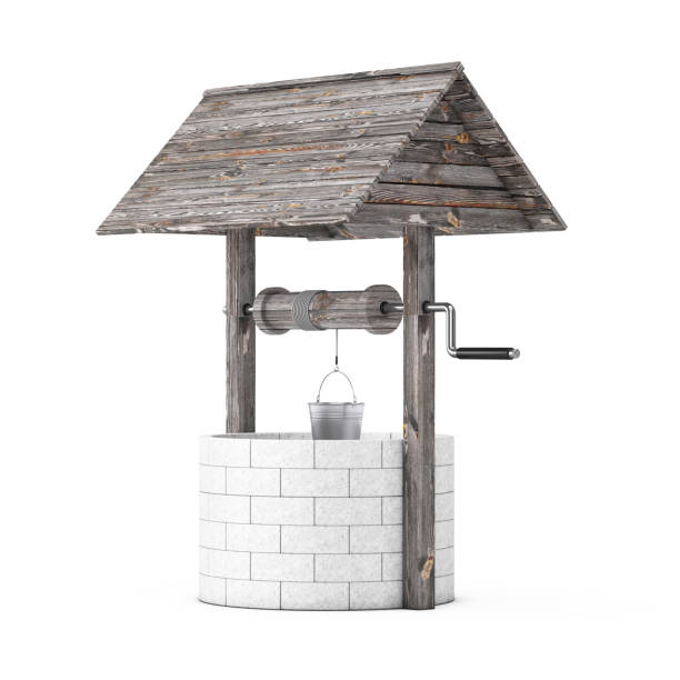istock Stone and Wood Water Well. 3d Rendering 1215055715