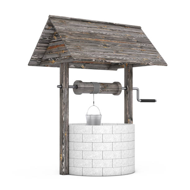istock Stone and Wood Water Well. 3d Rendering 1215055791