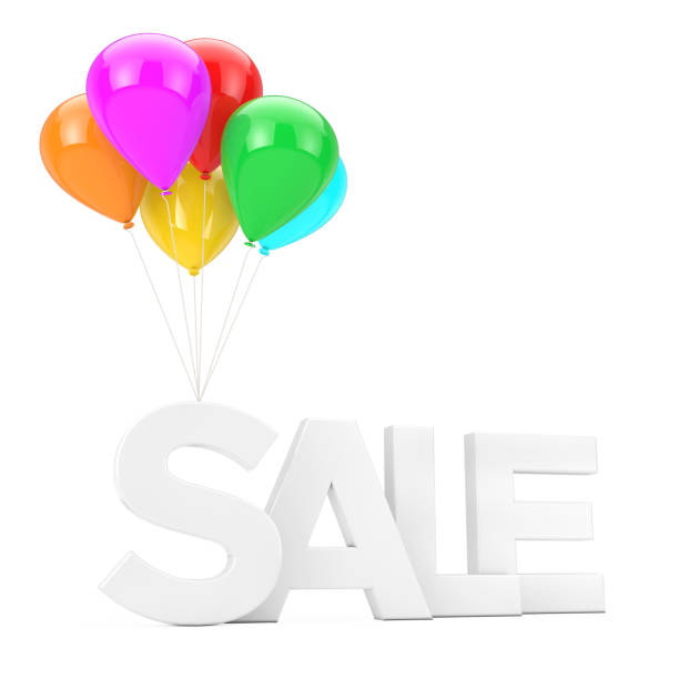 istock White Sale Sign with Multicolor Balloons. 3d Rendering 1215055881