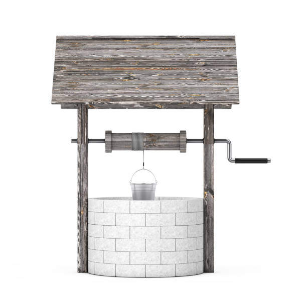 istock Stone and Wood Water Well. 3d Rendering 1215055927