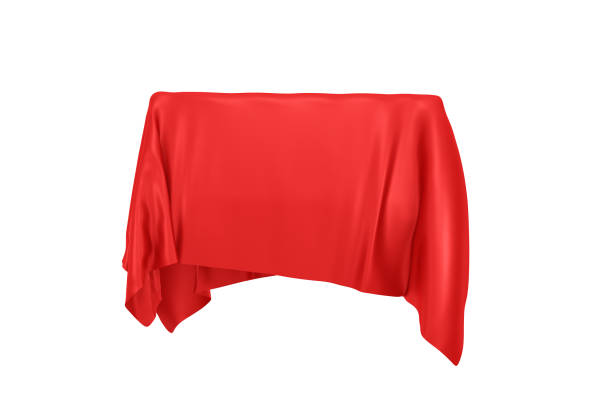 istock Surprise, Award or Prize Concept. Hidden Object Covered with Red Silk Cloth. 3d Rendering 1215055951