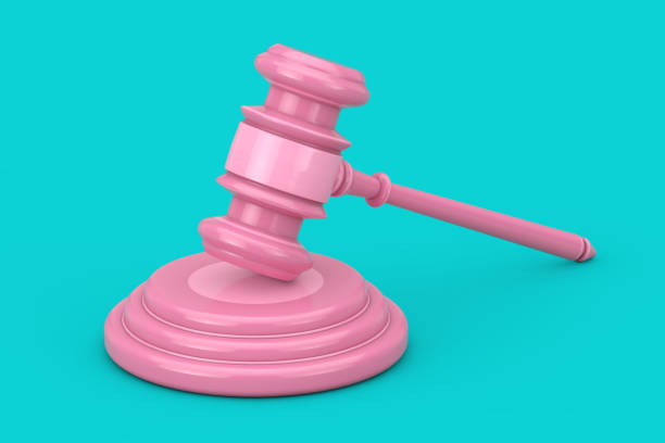 istock Pink Judge Gavel and Sound Block as Duotone Style. 3d Rendering 1215056535