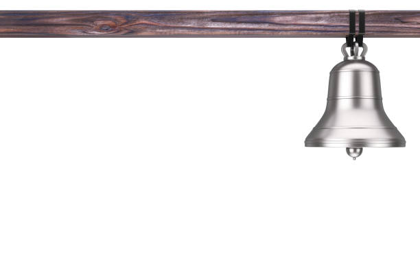istock Ancient Monastery Silver Big Bell with Wooden Beam. 3d Rendering 1215056771