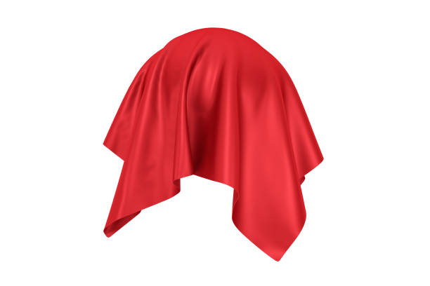 istock Surprise, Award or Prize Concept. Hidden Object Covered with Red Silk Cloth. 3d Rendering 1215056941