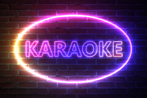 istock Ellipse Neon Light Frame with Karaoke Sign. 3d Rendering 1215057015