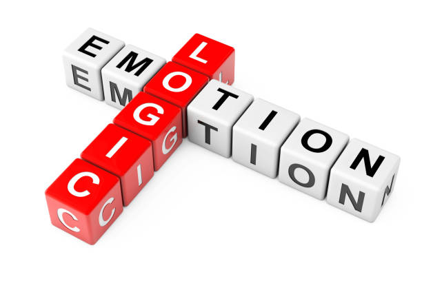 istock Logic and Emotin Sign as Crossword Cube Blocks. 3d Rendering 1215057016