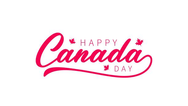 Canada Day hand drawn lettering. Canada Day hand drawn lettering. Handwritten logo text. Happy Canada Day calligraphy inscription for greeting card, decoration and covering. canada day poster stock illustrations