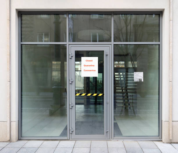 istock Closed quarantine due to coronavirus empty European city office 1215060805