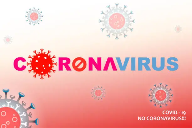 Vector illustration of Composition with abstract silhouette of coronavirus elements. Asian flu composition. Prevention of viral infections.