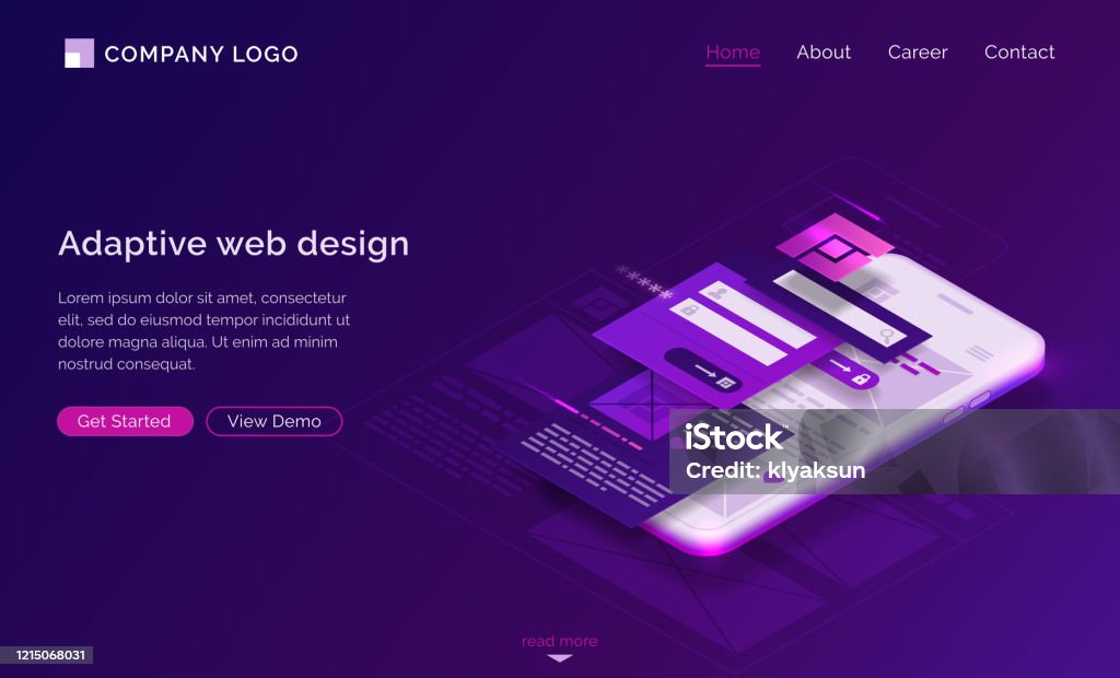 Adaptive Interface Design Isometric Landing Page Stock Illustration ...