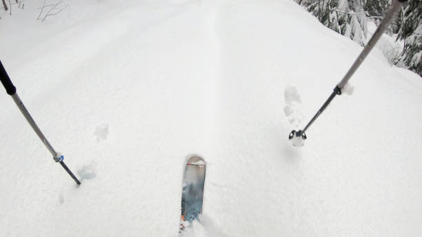 istock First person perspective POV back country skiing down alpine slope 1215070203