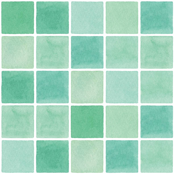akwarela bez szwu tło z green square płytki - background tile illustrations stock illustrations