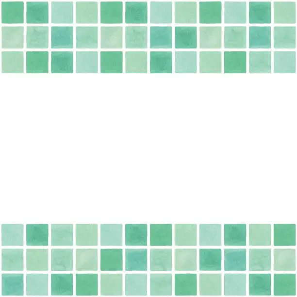 Vector illustration of Watercolor Seamless Green Tile Background Horizontal