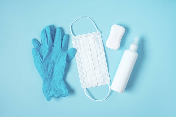 istock Set of necessary protective accessories for viral epidemic 1215073693