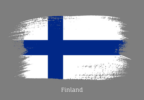 istock Finland official flag in shape of brush stroke 1215075122