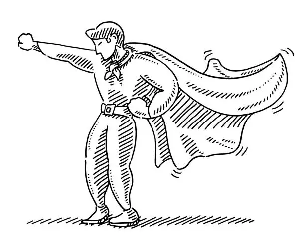 Vector illustration of Super Hero Posing Drawing