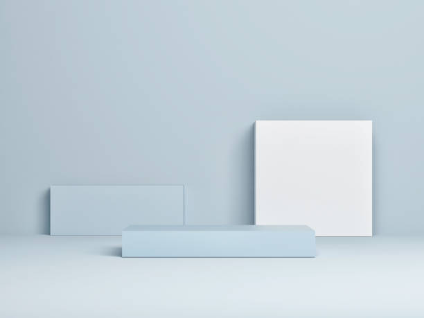 istock Mock up pedestal for winners, product presentation, blue background 1215087307