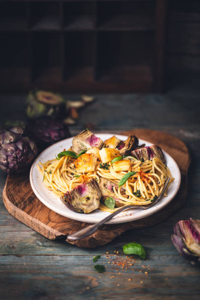 Spaghetti with Artichoke and Lemon Sauce