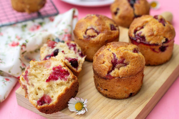 istock Sweet fruit muffins with cherries and black currants 1215089955