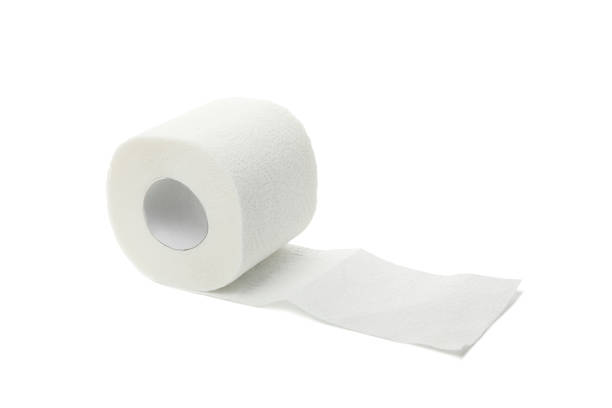 istock Single toilet paper isolated on white background 1215091216