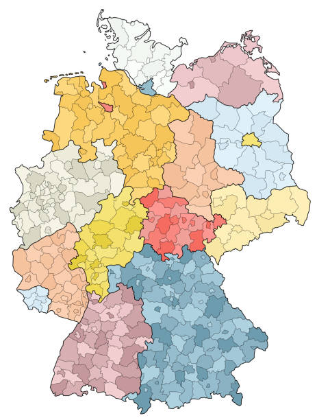 deutschland und bundesländer - deutschland karte stock-grafiken, -clipart, -cartoons und -symbole