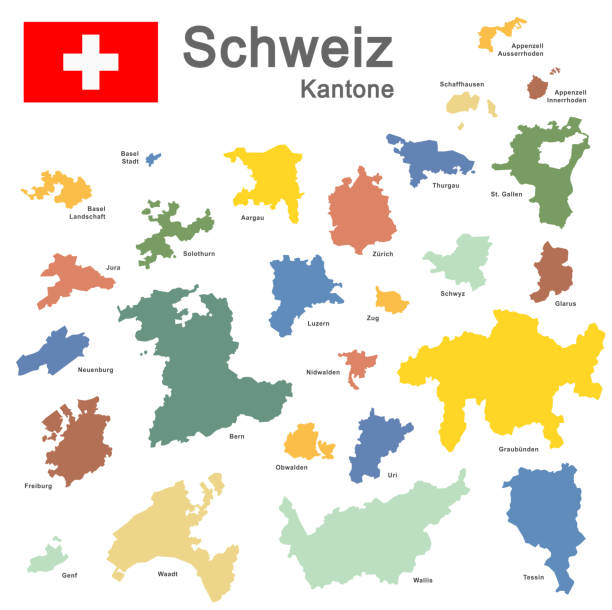 kraj szwajcaria kolorowe - thurgau stock illustrations