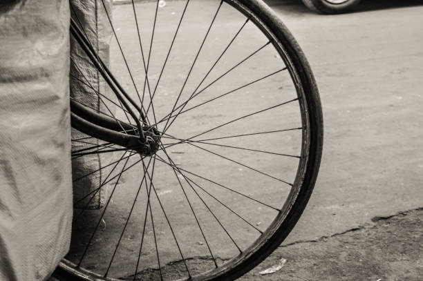 istock Bicycle pattern at street of chandni chowk 1215096926