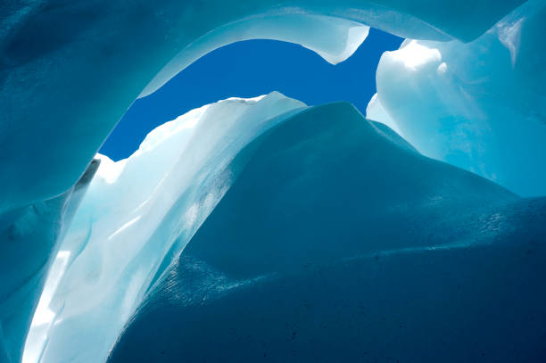 istock Look up at the sky from Glacier Crevasse 1215098536