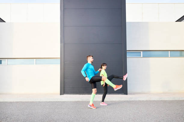 istock woman and man performing career technique. 1215104436
