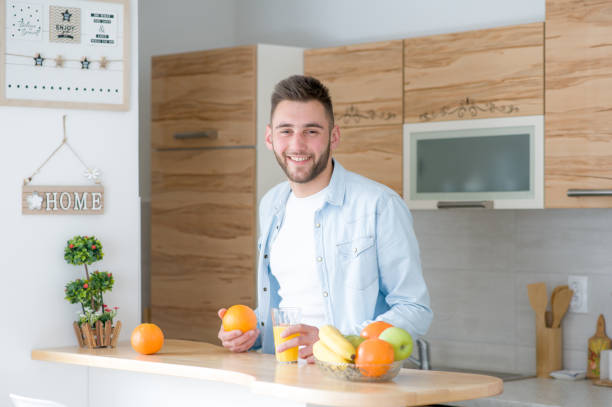 istock Young men living healthy in home isolation 1215105421