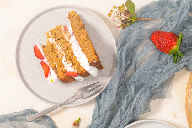 istock Sponge cake with fresh strawberries 1215107486
