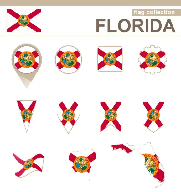 Vector illustration of Florida Flag Collection