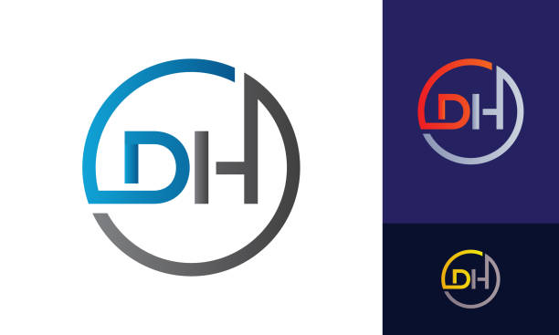 ilustrações, clipart, desenhos animados e ícones de logotipo inicial da letra dh com modelo de vetor de tipografia de negócios moderno criativo. design de logotipo de letra abstrata criativa dh - dh