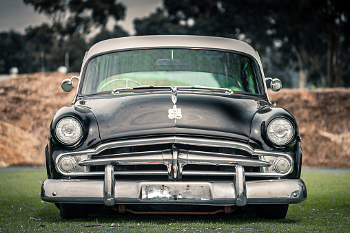 Adelaide, Australia - March 29, 2015: 1954 Dodge Coronet Custom parked on the grounds during car show, front view